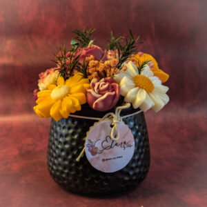 Ceramic Bouquet Candle – Black Textured Planter