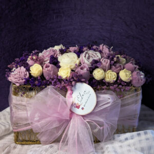 Luxury Floral Basket Candle – Pastel Elegance