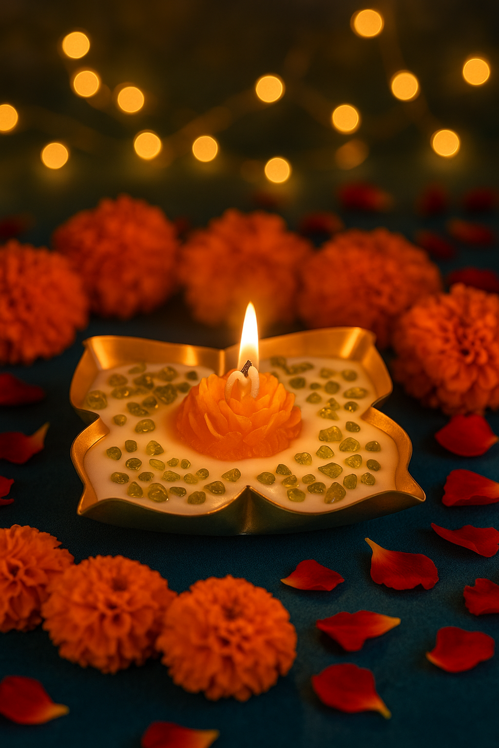 4-Leaf Metal Urli – Orange Blossom Gem Candle - Image 4