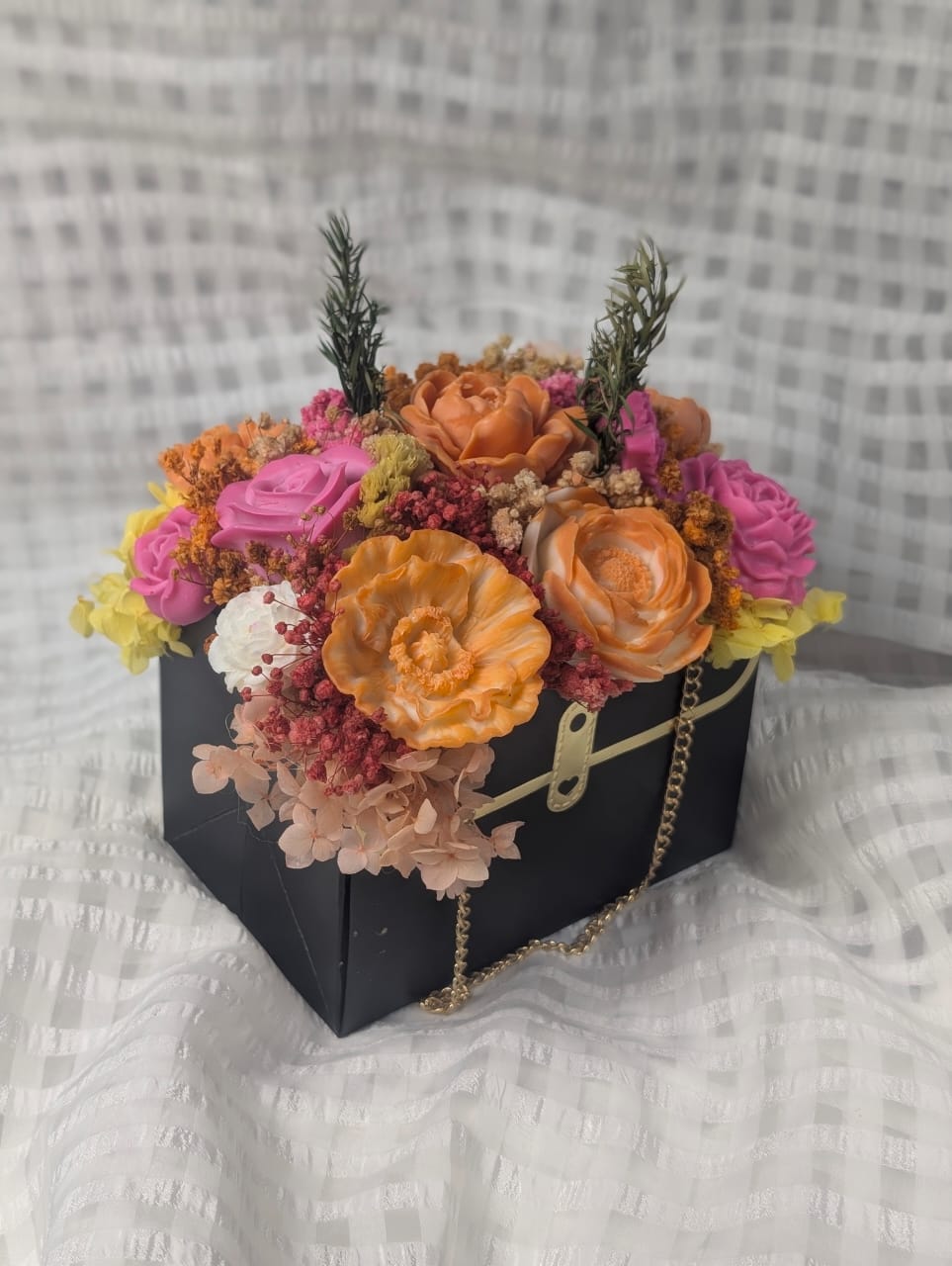 Luxury Floral Candle Bouquet – Signature Black Box Edition