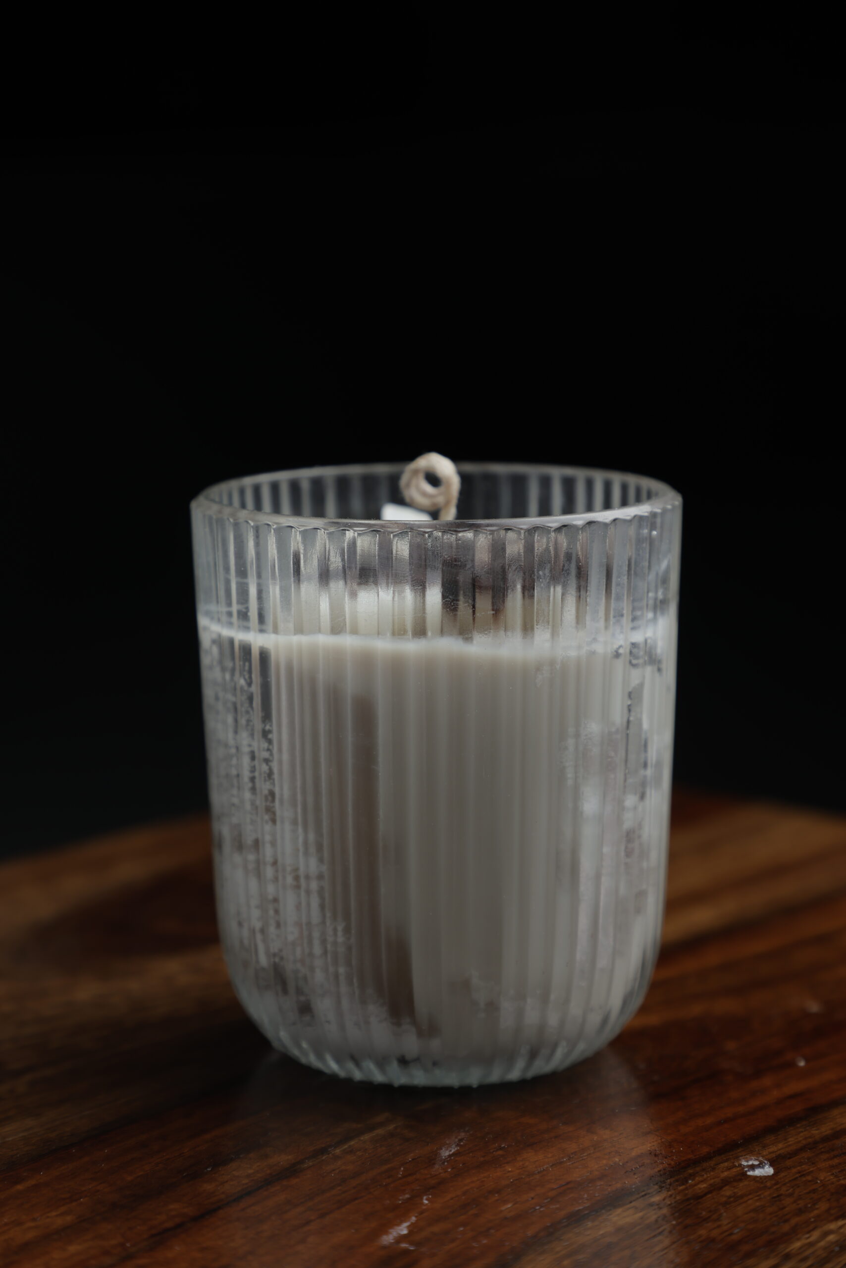 Ivory Bloom Candle – Handcrafted Floral Candle in Ribbed Glass - Image 2