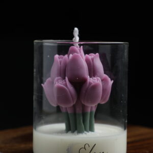 Blush Tulip Candle – Handcrafted Floral Candle in Glass